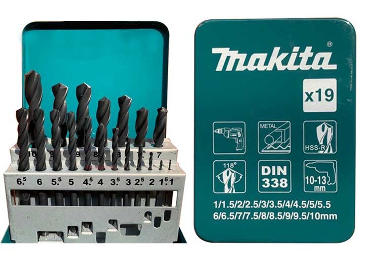1-10mm Bộ mũi khoan kim loại HSS-R 19 chi tiết Makita D-54081 (Bỏ mẫu)