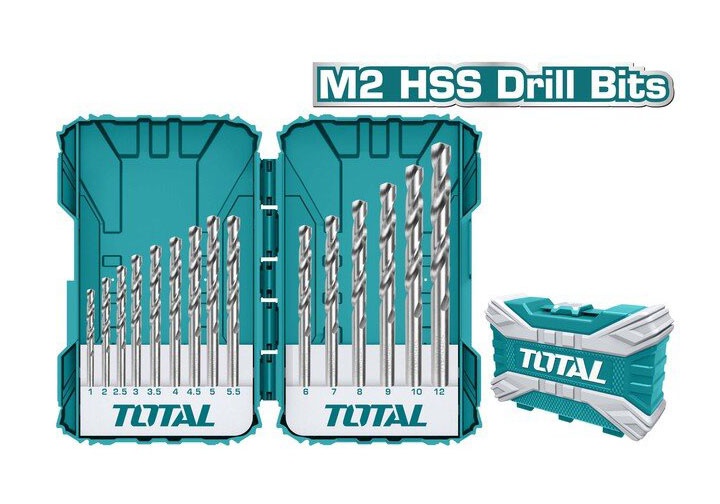1-12mm Bộ mũi khoan kim loại HSS M2 15 chi tiết Total TACSDL51502