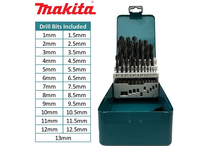 1-13mm Bộ mũi khoan kim loại HSS-R 25 chi tiết Makita D-54097 (Bỏ mẫu)