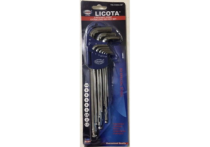 1.5-10mm Bộ lục giác bi 9 chi tiết (xi bóng) Licota TW-210009A-WM (TW-21009A)