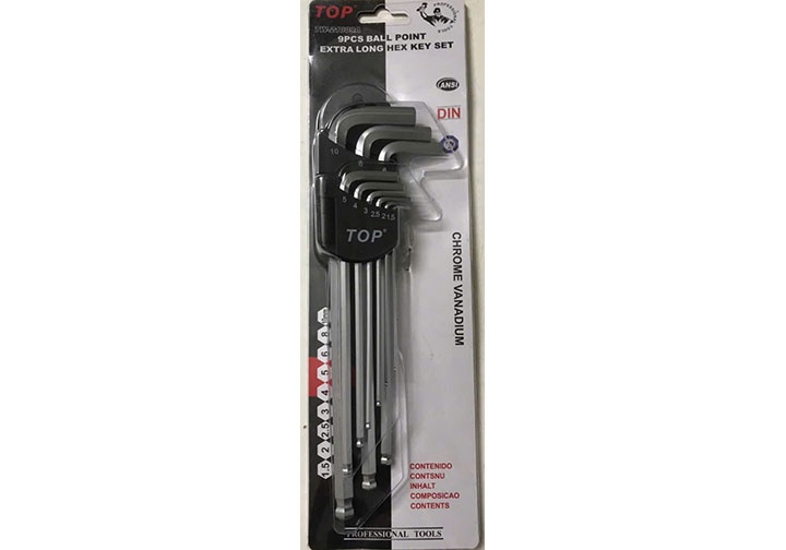 1.5-10mm Bộ lục giác bi 9 chi tiết (xi mờ) TOP TW-21009A