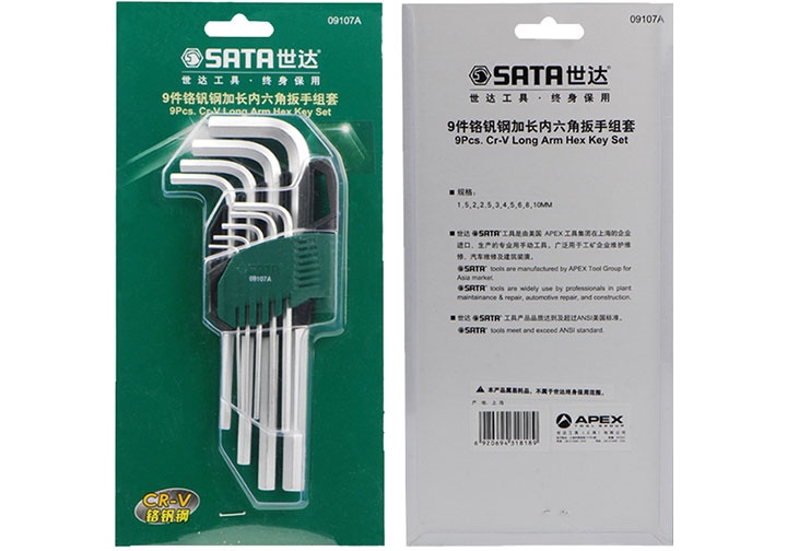 1.5-10mm Bộ lục giác đầu bằng Sata 09-107A (09107A) 1.5-10mm Bộ lục giác đầu bằng Sata 09-107A (09107A)