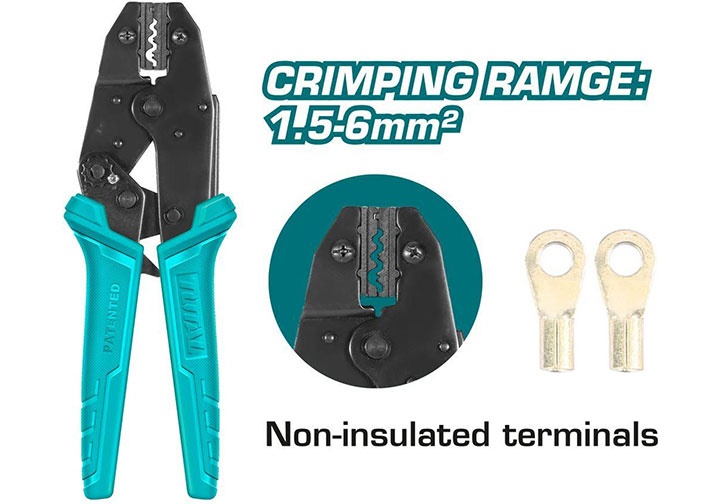 1.5-6mm2 Kìm bấm cos đầu dây không cách điện AWG16-10 Total THCPL1506 (Bỏ mẫu, đổi qua WCP2609)