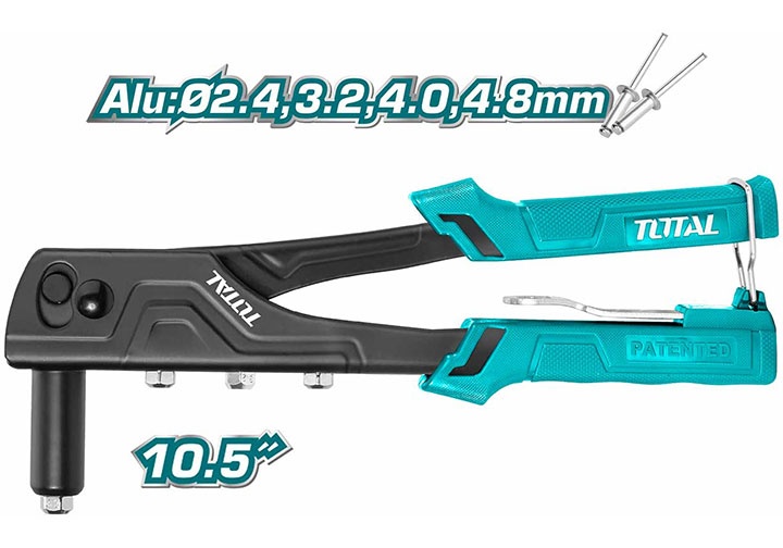 10.5" Kìm rút đinh rivet 2.4mm, 3.2mm, 4mm, 4.8mm Total THT32108S 10.5" Kìm rút đinh rivet 2.4mm, 3.2mm, 4mm, 4.8mm Total THT32108S