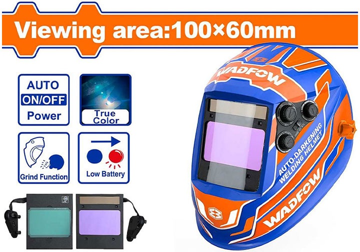 100x60mm Mặt nạ hàn tự động tối Wadfow WWH3503