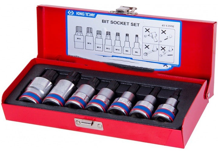 1/2" Bộ đầu tuýp lục giác sao 7 chi tiết Kingtony 4117PR 1/2" Bộ đầu tuýp lục giác sao 7 chi tiết Kingtony 4117PR