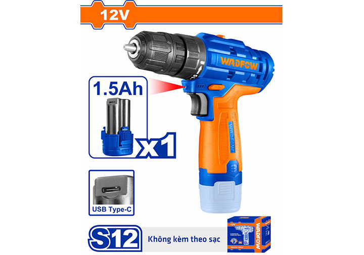 12V Máy khoan vặn vít dùng pin Wadfow WCDS520 12V Máy khoan vặn vít dùng pin Wadfow WCDS520