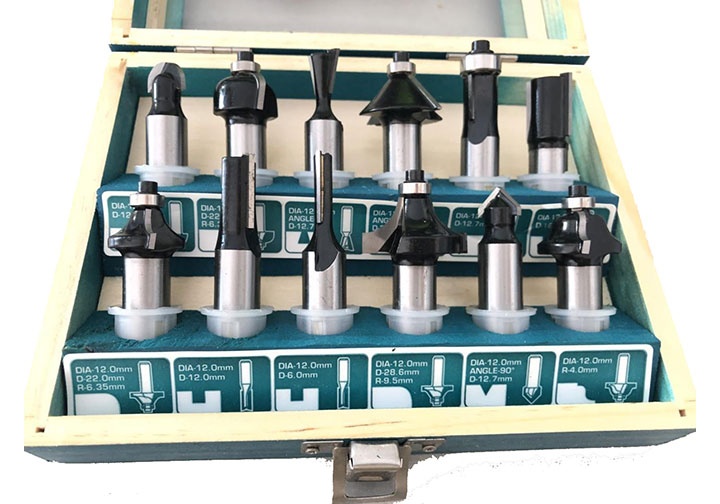 1/4" (6.3mm) Bộ mũi phay gỗ 12 chi tiết Total TACSR0104121 1/4" (6.3mm) Bộ mũi phay gỗ 12 chi tiết Total TACSR0104121