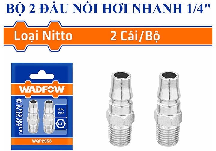 1/4" Bộ 2 đầu nối hơi nhanh ren ngoài Wadfow WQP2953 1/4" Bộ 2 đầu nối hơi nhanh ren ngoài Wadfow WQP2953
