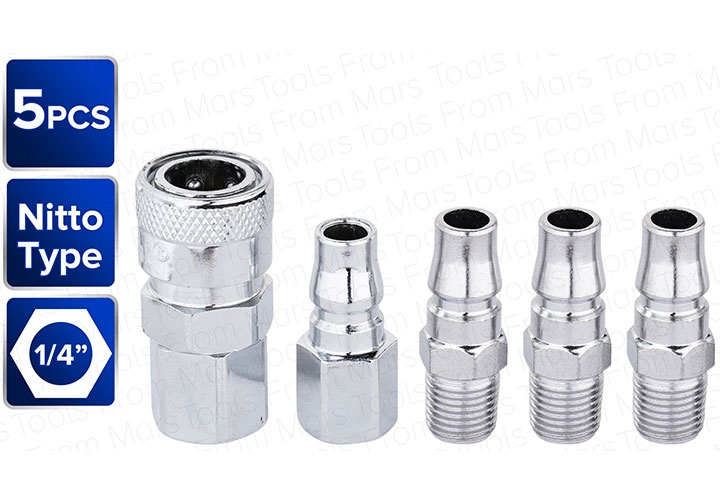 1/4" Bộ 5 đầu nối hơi nhanh Wadfow WQP3673 1/4" Bộ 5 đầu nối hơi nhanh Wadfow WQP3673