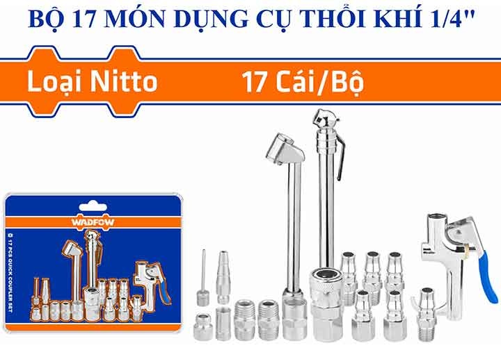 1/4" Bộ dụng cụ thổi khí 17 chi tiết Wadfow WQP9423 1/4" Bộ dụng cụ thổi khí 17 chi tiết Wadfow WQP9423