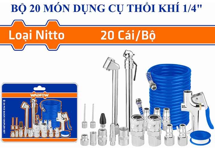 1/4" Bộ dụng cụ thổi khí 20 chi tiết Wadfow WQP9433 1/4" Bộ dụng cụ thổi khí 20 chi tiết Wadfow WQP9433