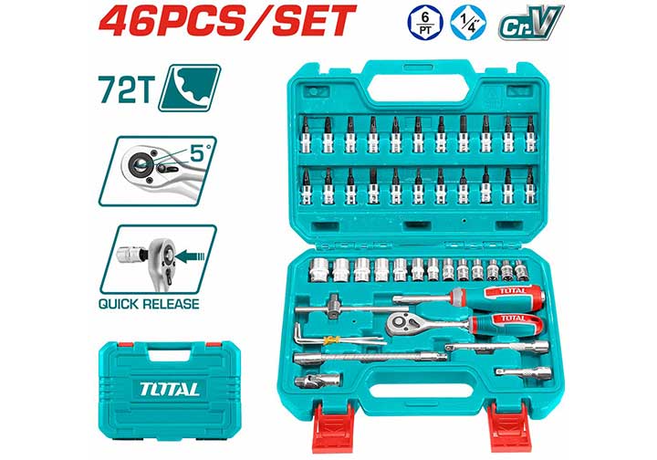 1/4" Bộ tuýp 4-14mm 46 chi tiết Total THT141462 1/4" Bộ tuýp 4-14mm 46 chi tiết Total THT141462