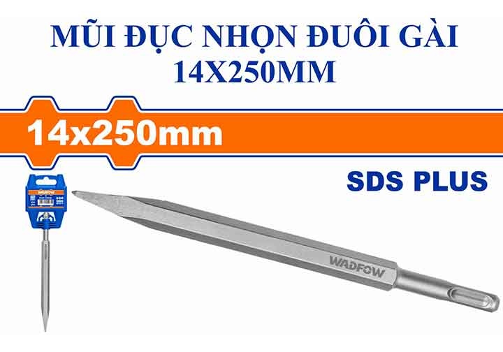 14x250mm Mũi đục nhọn đuôi gài SDS Wadfow WGZ1201 14x250mm Mũi đục nhọn đuôi gài SDS Wadfow WGZ1201