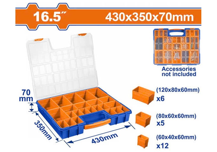 16.5" Hộp nhựa đựng linh kiện nhiều ngăn Wadfow WTB1611