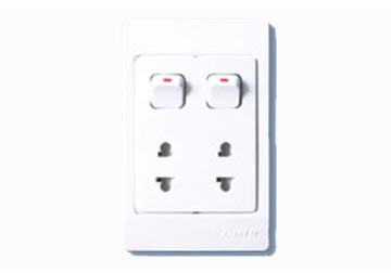 16A Ổ cắm đôi 2 chấu và 2 công tắc 1 chiều ARU 2/G 16A Ổ cắm đôi 2 chấu và 2 công tắc 1 chiều ARU 2/G