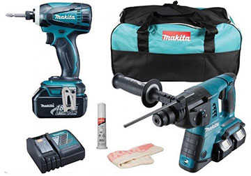 18V Bộ máy khoan bê tông và máy vặn vít dùng pin Makita DLX2071PM1 18V Bộ máy khoan bê tông và máy vặn vít dùng pin Makita DLX2071PM1