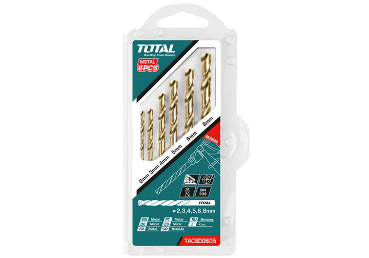 2-8mm Bộ mũi khoan kim loại HSS 6 chi tiết Total TACSD0605 2-8mm Bộ mũi khoan kim loại HSS 6 chi tiết Total TACSD0605