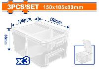 150x105x80mm Bộ 3 hộp đựng linh kiện 2 ngăn trong suốt Wadfow WTB8333