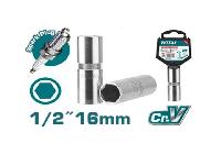 16mm Đầu tuýp lục giác mở bugi xe máy 1/2" Total THSPS12166