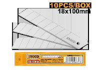 18mm Lưỡi dao rọc (gồm 10 lưỡi, dùng cho HKNS16518 - HKNS16618 - HKNS16538 - HKNS1808 - HKNS28035 - HKNS1807 - HKNS11815) Ingco HKNSB112