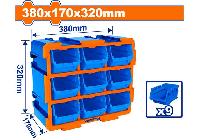 380x170x320mm Bộ tủ 9 khay nhựa đựng linh kiện (dạng hở) Wadfow WTB8330