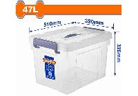 510x390x326mm Thùng nhựa trong suốt dung tích 47L Wadfow WTB2350