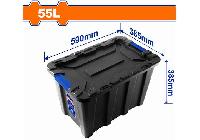 590x385x385mm Thùng nhựa đen dung tích 55L Wadfow WTB3355
