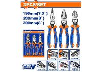 Bộ kìm điện, kìm cắt, kìm nhọn 3 chi tiết Wadfow WPS0413