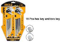 Bộ lục giác đầu bằng và bông 18 chi tiết Ingco HHKSET0181