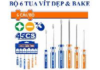 Bộ tuốc nơ vít cán sọc 6 chi tiết Wadfow WSS3206