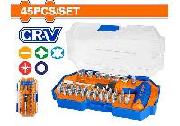 Bộ tuốc nơ vít tay vặn chữ T 45 chi tiết Wadfow WSS8B45