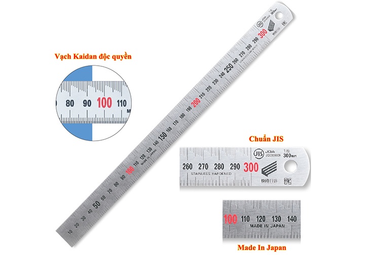 2000mm Thước lá inox vạch Kaidan (bản 40 dày 2mm) Niigata SV-2000KD