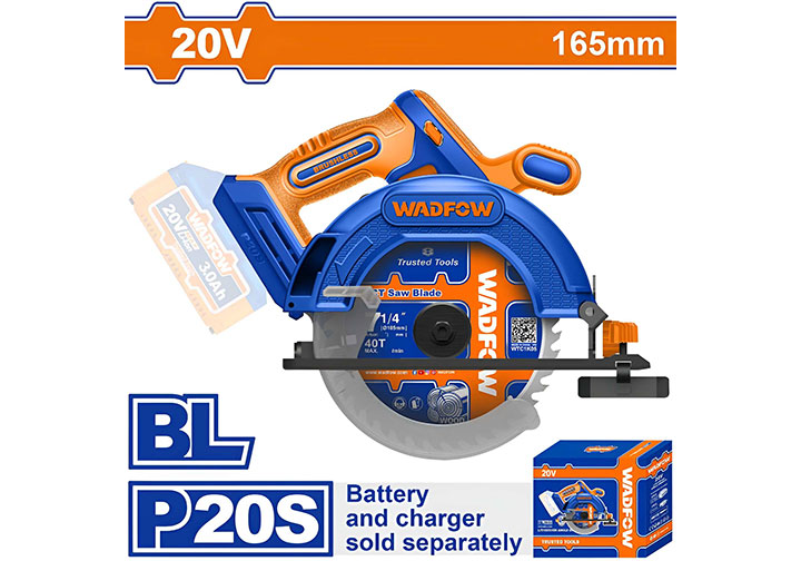 20V Máy cưa đĩa 165mm (chỉ thân máy) Wadfow WLWP5520 20V Máy cưa đĩa 165mm (chỉ thân máy) Wadfow WLWP5520