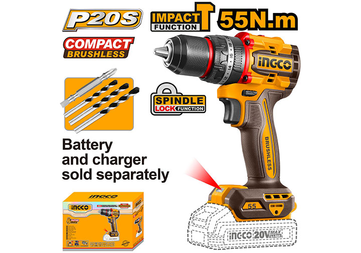 20V Máy khoan búa dùng pin (chỉ thân máy) Ingco CIDLI205581 20V Máy khoan búa dùng pin (chỉ thân máy) Ingco CIDLI205581