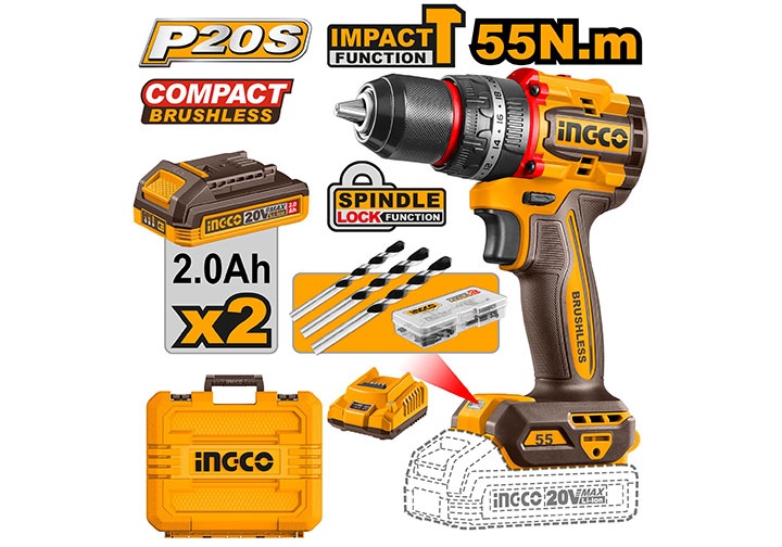 20V Máy khoan búa dùng pin Ingco CIDLI20558