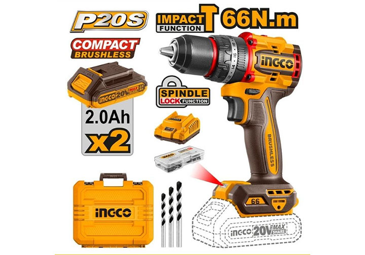 20V Máy khoan búa dùng pin Ingco CIDLI20668 20V Máy khoan búa dùng pin Ingco CIDLI20668