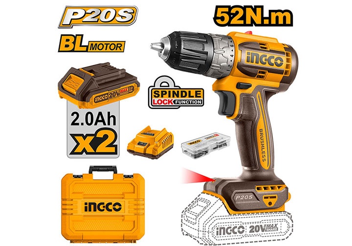 20V Máy khoan vặn vít 52N.m dùng pin Ingco CDLI20453