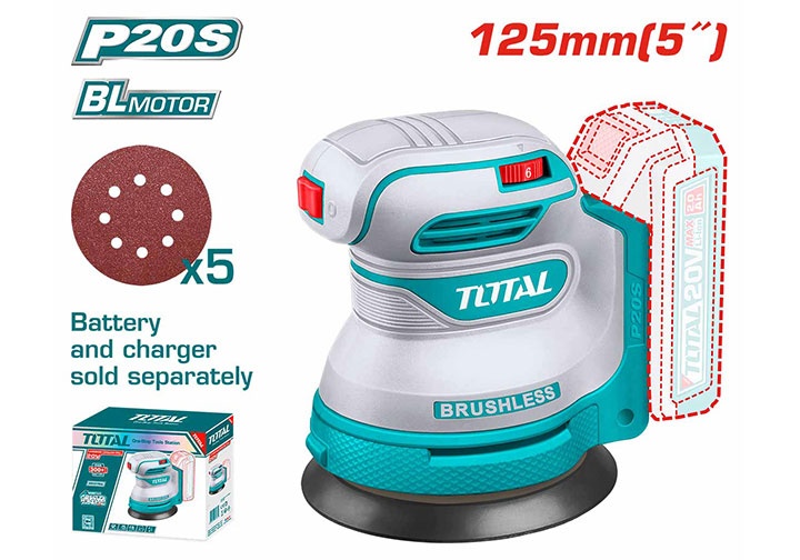 20V Máy mài chà nhám tròn dùng pin 125mm Total TROSLI2002