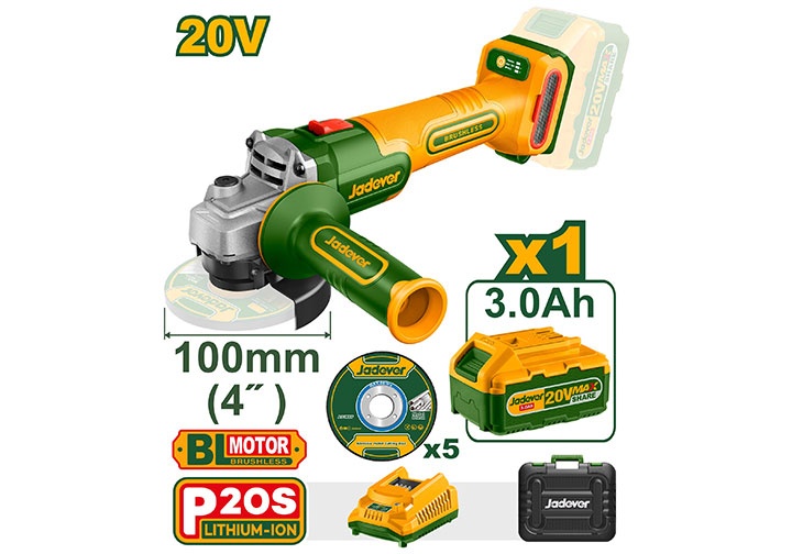 20V Máy mài góc dùng pin 100mm Jadever JDLAP5212