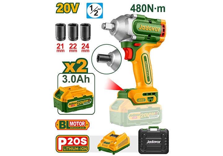 20V Máy siết bu lông dùng pin 480Nm Jadever JDCD1B48