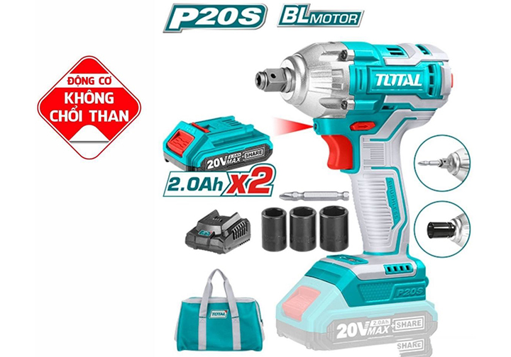 20V Máy siết bu lông máy siết vít dùng pin Total TIWLI20208 20V Máy siết bu lông máy siết vít dùng pin Total TIWLI20208
