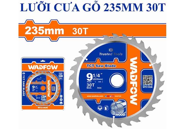 235mm Lưỡi cắt gỗ 30 răng Wadfow WTC1K06 235mm Lưỡi cắt gỗ 30 răng Wadfow WTC1K06