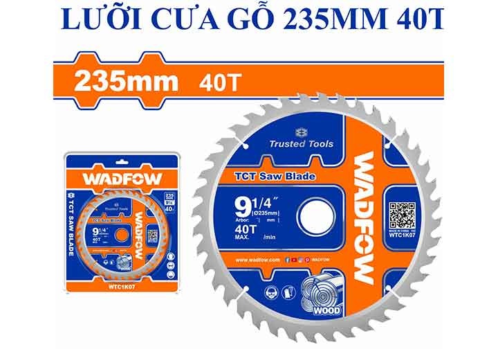 235mm Lưỡi cắt gỗ 40 răng Wadfow WTC1K07 235mm Lưỡi cắt gỗ 40 răng Wadfow WTC1K07