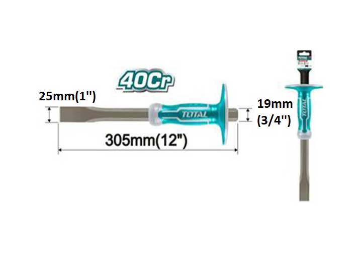 25x305mm Đục sắt mũi dẹp Total THT4411219 25x305mm Đục sắt mũi dẹp Total THT4411219