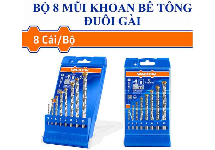 3-10mm Bộ mũi khoan bê tông đuôi gài SDS Wadfow WMJ6B08 3-10mm Bộ mũi khoan bê tông đuôi gài SDS Wadfow WMJ6B08