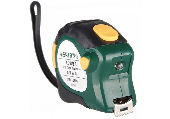 3.5m Thước cuốn thép có đèn led (bản 19mm) Sata 91-346 (91346)