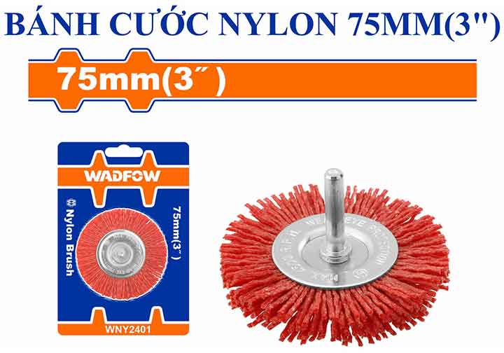 3" (75mm) Bánh cước nylon dùng với máy khoan Wadfow WNY2401