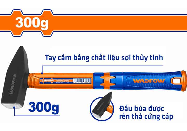 300g Búa cơ khí cán nhựa cao su Wadfow WHM1303 300g Búa cơ khí cán nhựa cao su Wadfow WHM1303