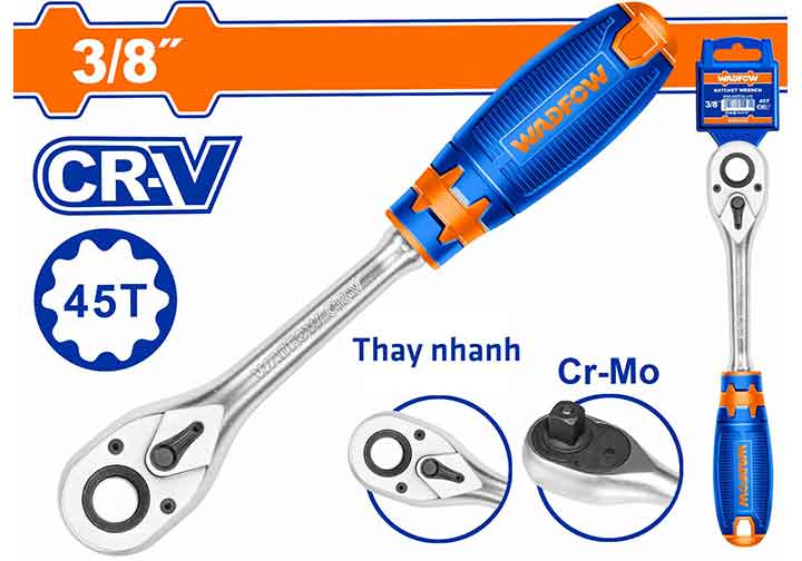 3/8" Cần siết đầu tuýp 45 răng Wadfow WRW1238 3/8" Cần siết đầu tuýp 45 răng Wadfow WRW1238